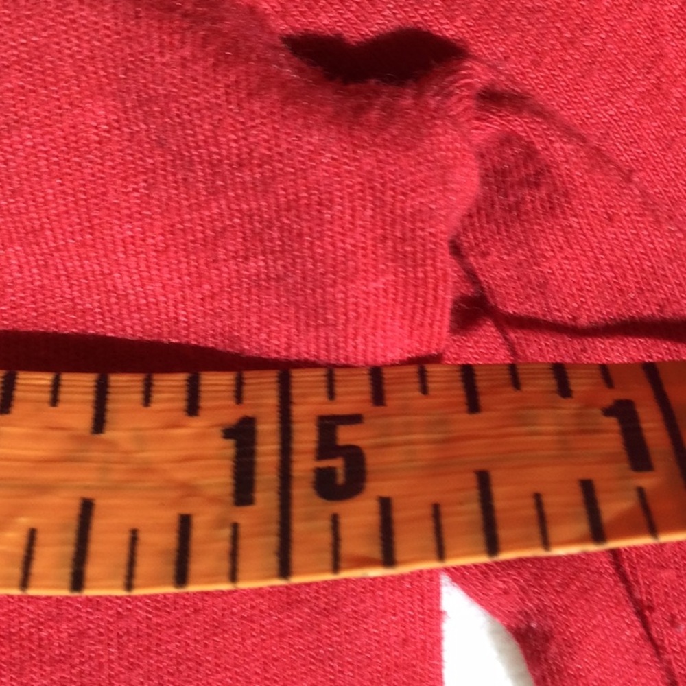 Pink Red Long Sleeve Tee  Embellishment Red & White Women's Small - Picture 4 of 7